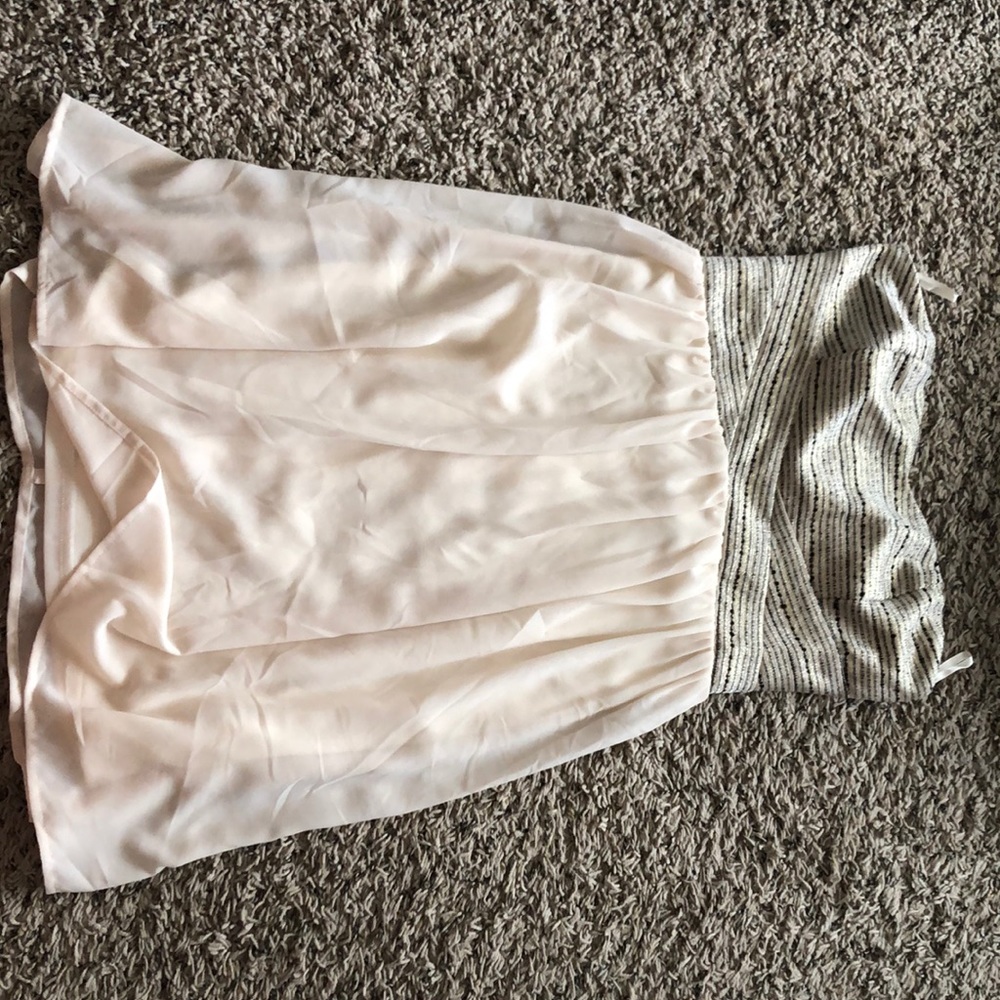 Strapless cream dress